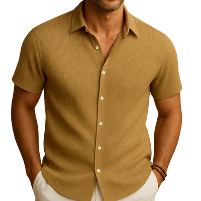Men’s Short Sleeve Shirt with Collar for Summer Daily Use