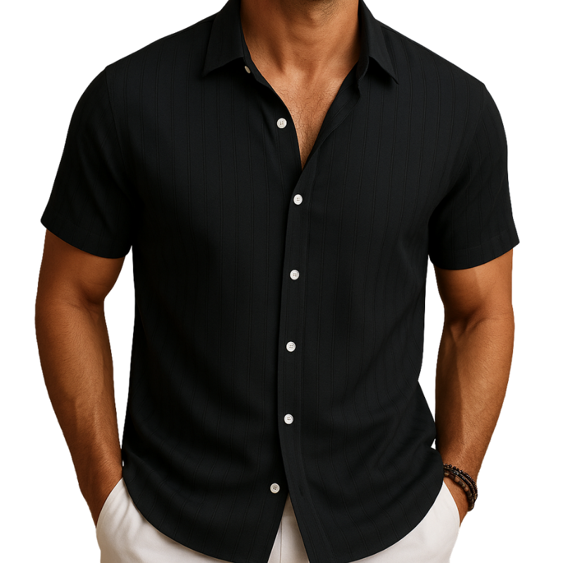 Men’s Short Sleeve Shirt with Collar for Summer Daily Use