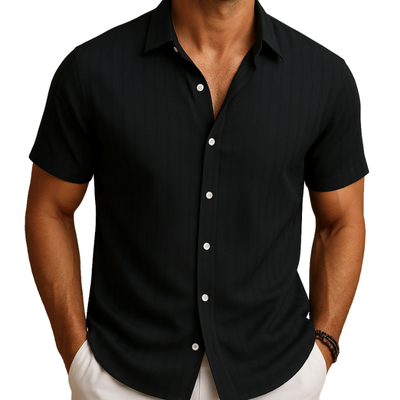 Men’s Short Sleeve Shirt with Collar for Summer Daily Use