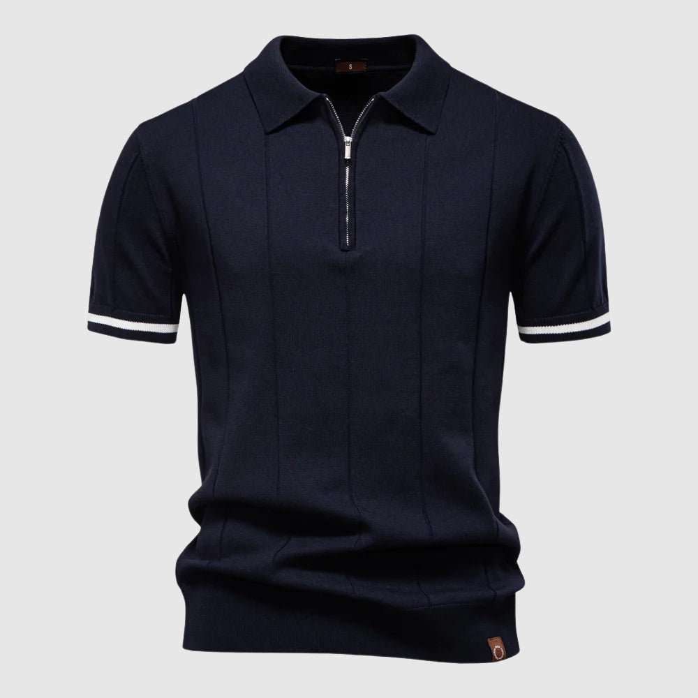 Men’s Short Sleeve Polo Shirt with Zip Collar