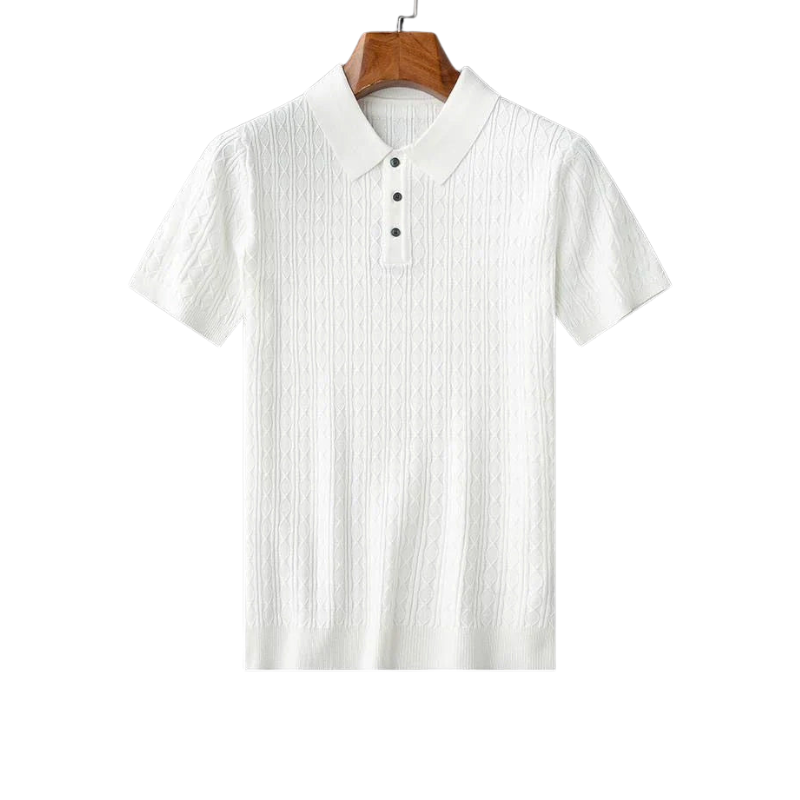 Men’s Short Sleeve Polo Shirt with Half Button Front for Daily Use