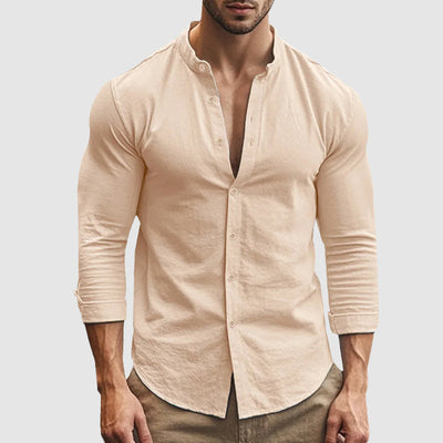 Men’s Long Sleeve Button Shirt with Surface for Warm Season Use