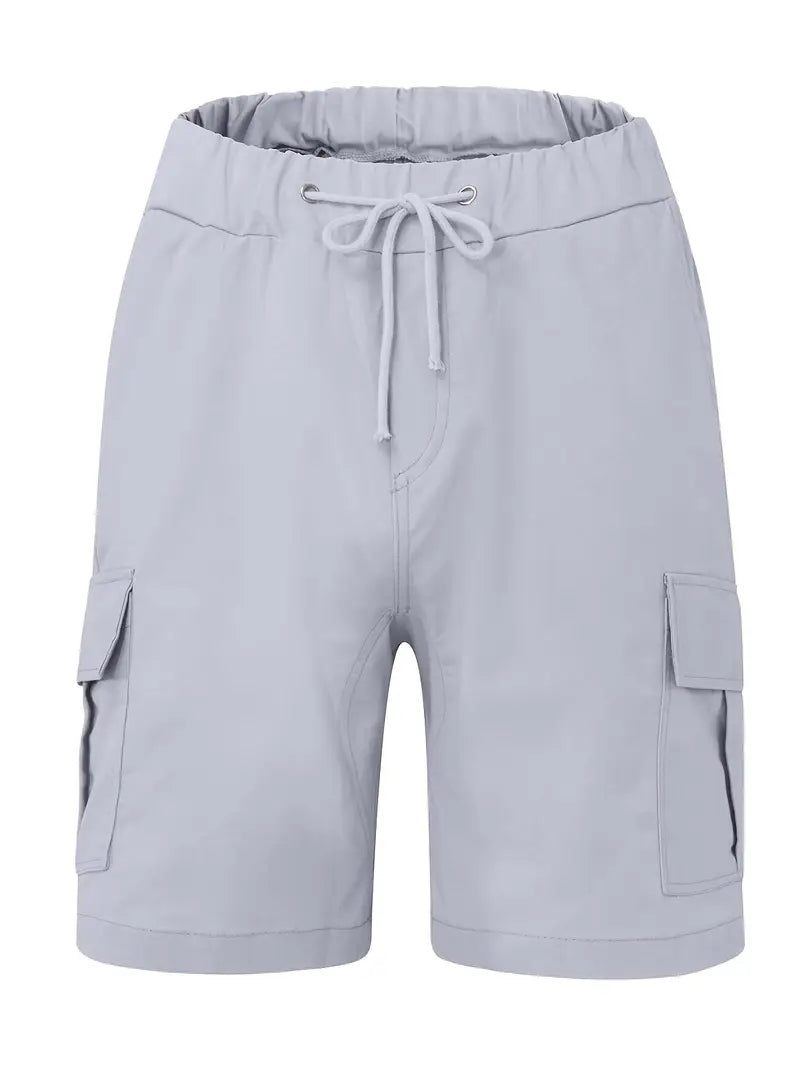 Men's Cargo Shorts with Drawstring Waist and Multiple Pockets