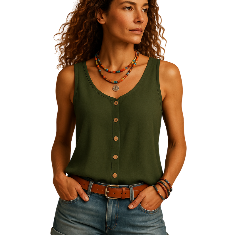 Women’s Sleeveless V-Neck Top for Daily Summer Wear in Multiple Colors