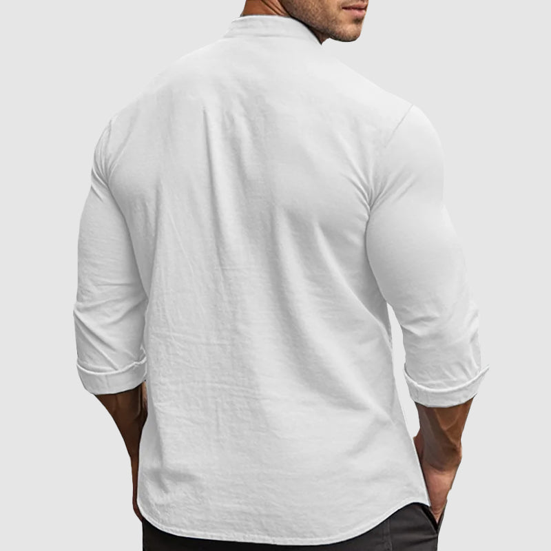 Men’s Long Sleeve Button Shirt with Surface for Warm Season Use
