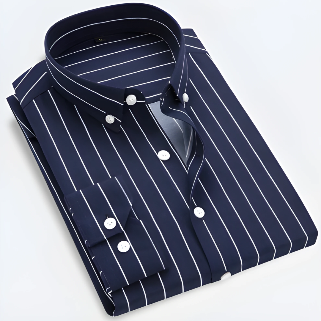 Classic Striped Long Sleeve Button-Down Shirt for Men