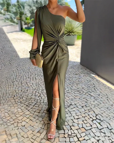 Women's Off Shoulder with High-Slit Maxi Dress