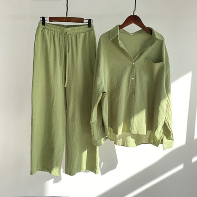 Nola - Cotton‑Linen Matching Set – Relaxed Shirt & High‑Waist Trousers