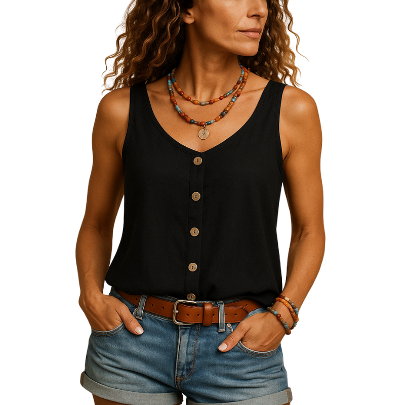 Women’s Sleeveless V-Neck Top for Daily Summer Wear in Multiple Colors