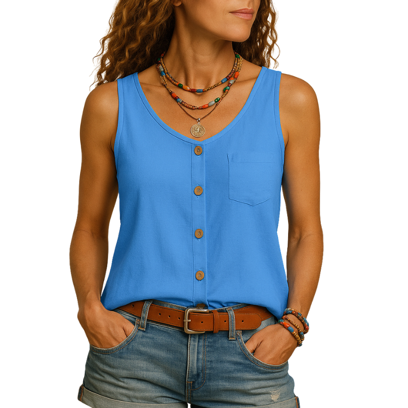 Women’s Sleeveless V-Neck Top for Daily Summer Wear in Multiple Colors