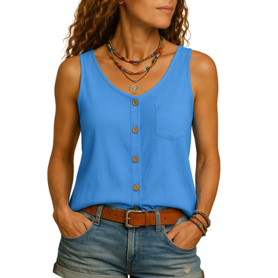 Women’s Sleeveless V-Neck Top for Daily Summer Wear in Multiple Colors