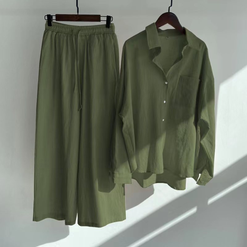 Nola - Cotton‑Linen Matching Set – Relaxed Shirt & High‑Waist Trousers
