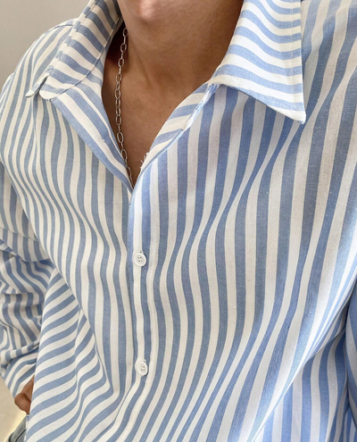 Men’s Striped Button Shirt With Open Collar