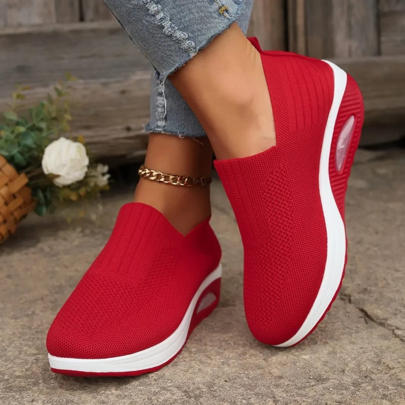 Women's Slip On Thick Sole Walking Mesh Shoes