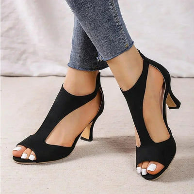 Women's Open Toe High Heels with Back Zipper Sandals