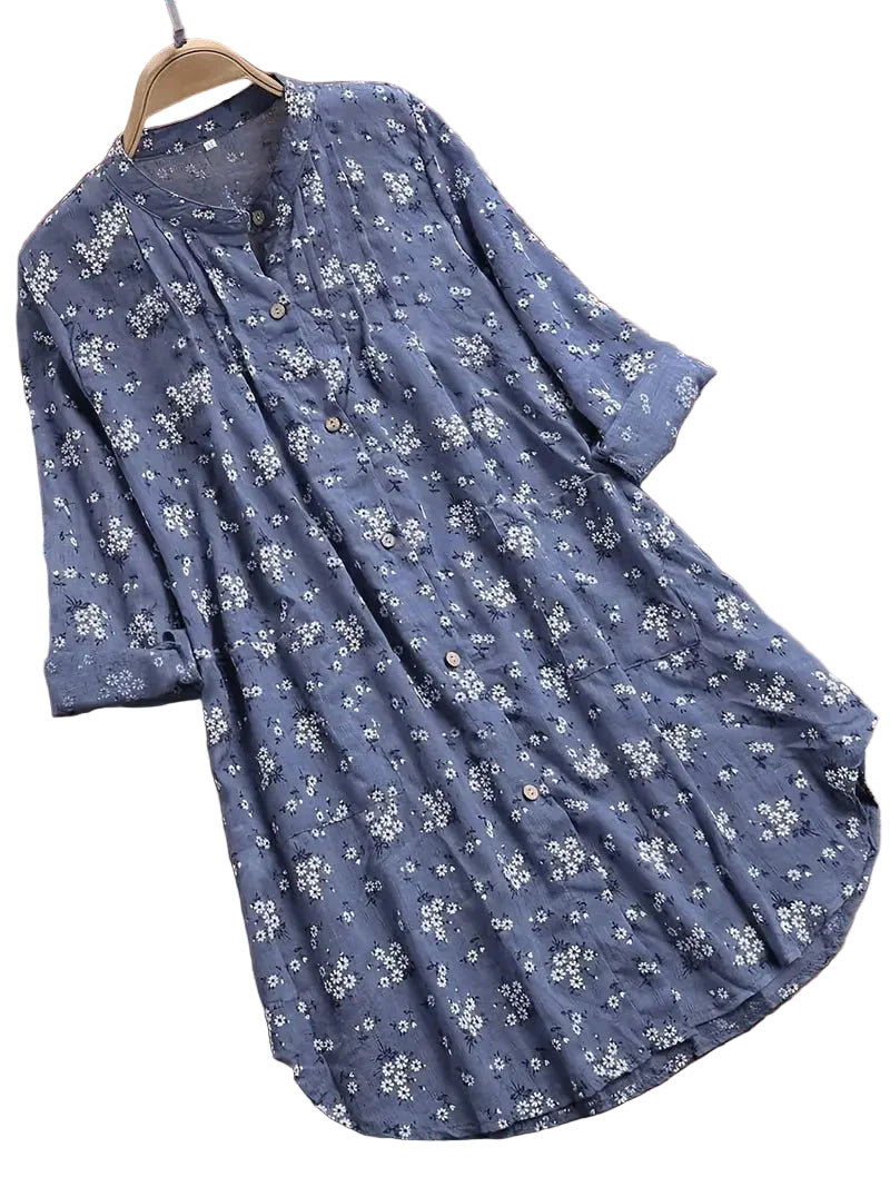 Women's Floral Button-Up Dress for Women – Flowing Green Shirt Dress