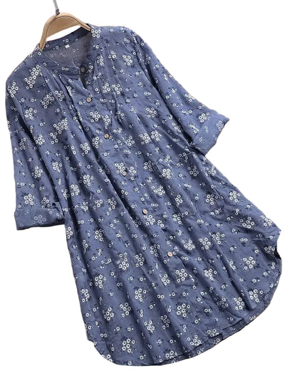 Women's Floral Button-Up Dress for Women – Flowing Green Shirt Dress