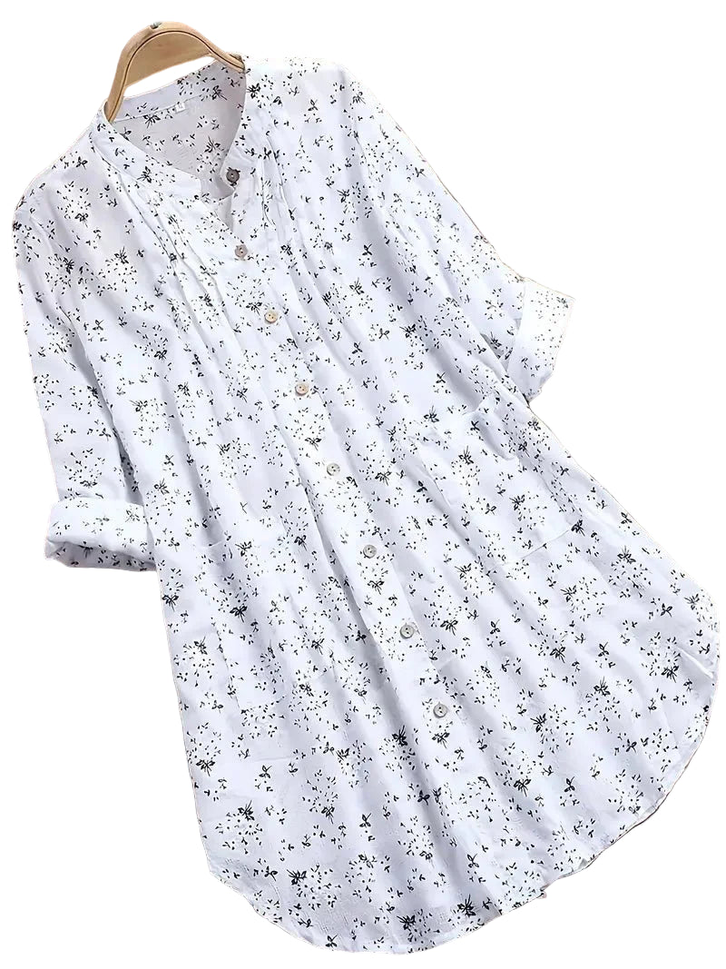 Women's Floral Button-Up Dress for Women – Flowing Green Shirt Dress