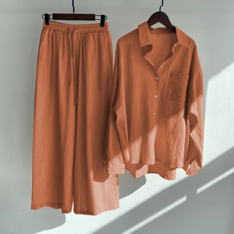 Nola - Cotton‑Linen Matching Set – Relaxed Shirt & High‑Waist Trousers