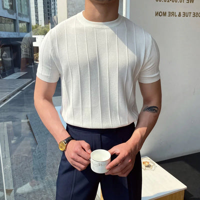 Men's Short Sleeve Round Neck Knit Shirt