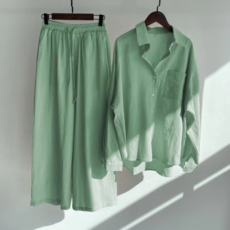 Nola - Cotton‑Linen Matching Set – Relaxed Shirt & High‑Waist Trousers