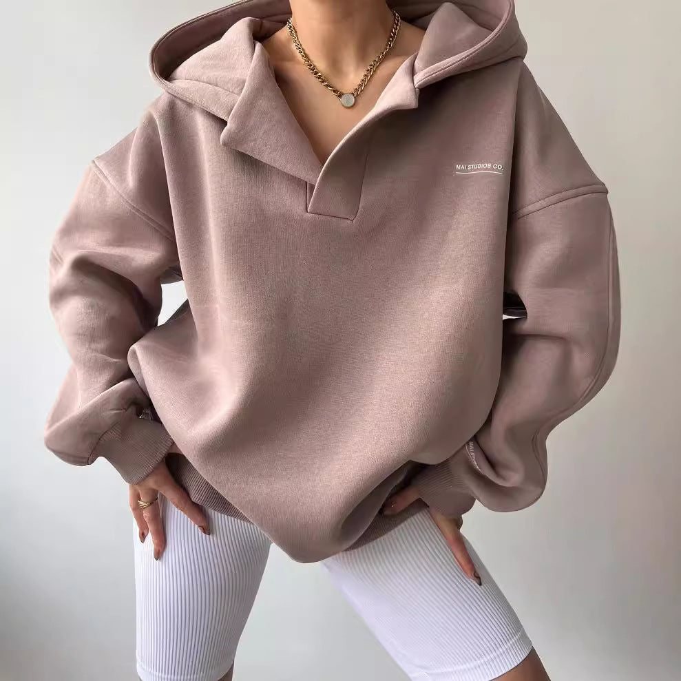 Alana - Casual Letter Printing Hooded Collar Tops