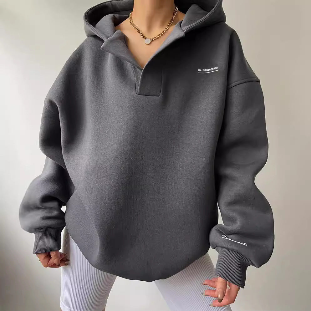 Alana - Casual Letter Printing Hooded Collar Tops