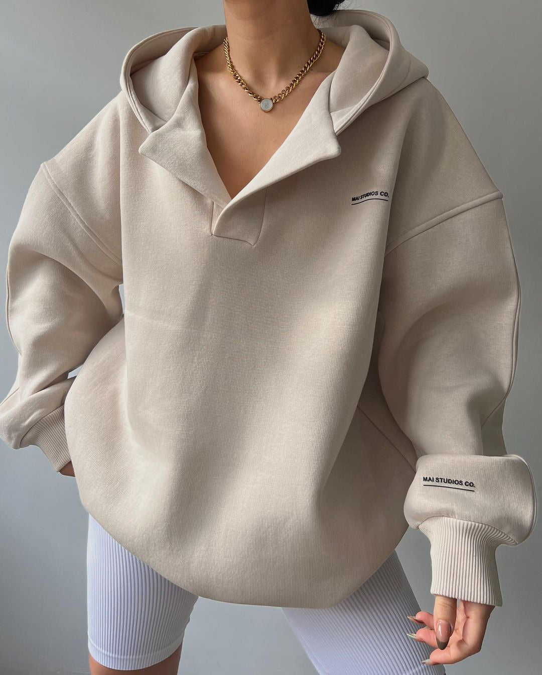 Alana - Casual Letter Printing Hooded Collar Tops