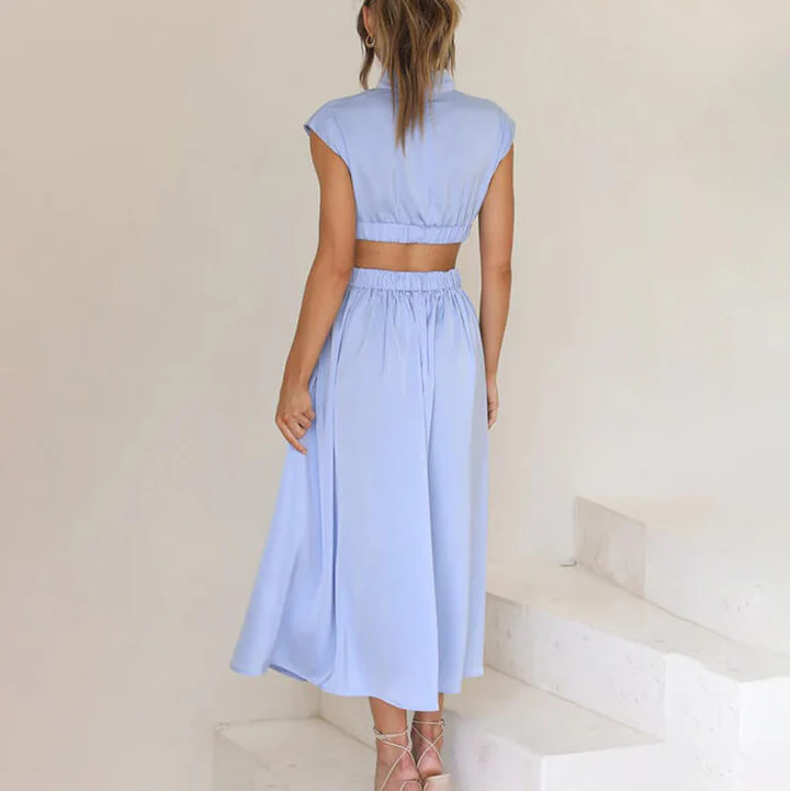 Brianna- Chic Sleeveless A-Line Dress with High Waist