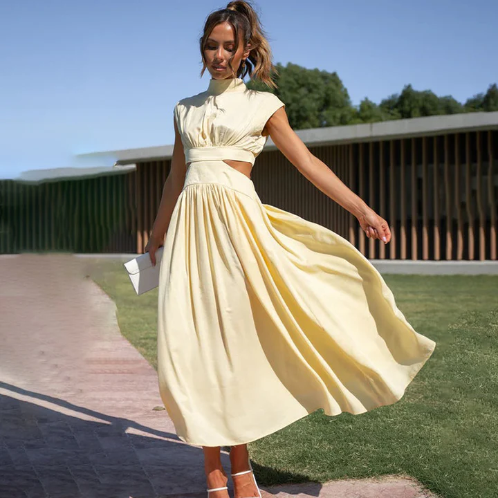 Brianna- Chic Sleeveless A-Line Dress with High Waist