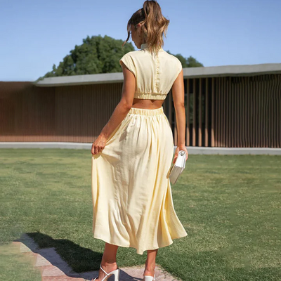 Brianna- Chic Sleeveless A-Line Dress with High Waist
