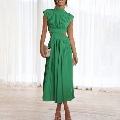 Brianna- Chic Sleeveless A-Line Dress with High Waist