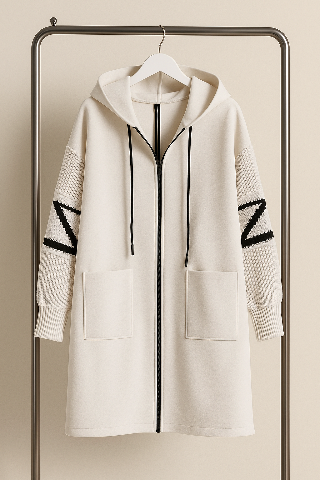 Auburn I White Drawstring Hooded Coat