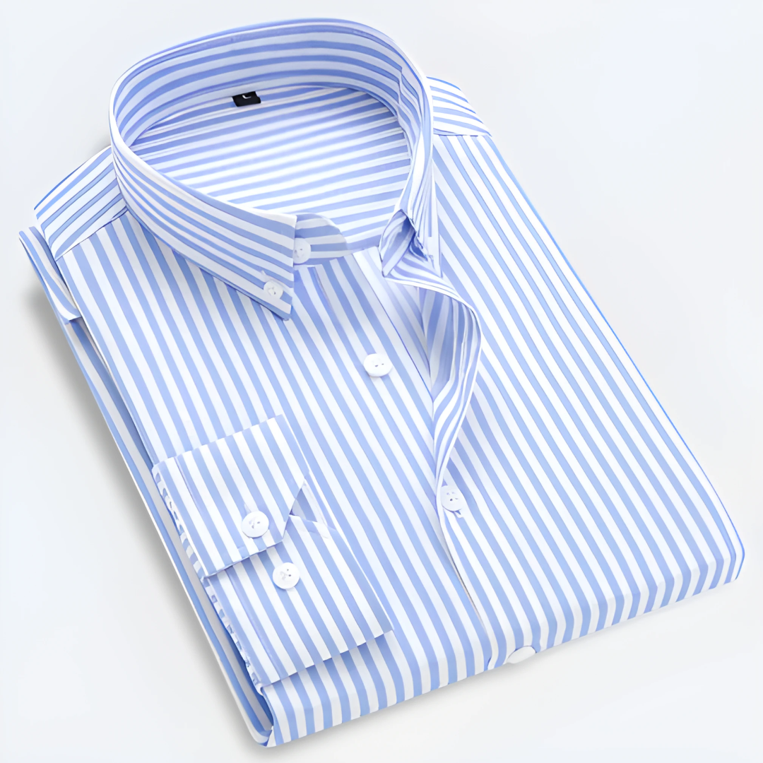 Classic Striped Long Sleeve Button-Down Shirt for Men