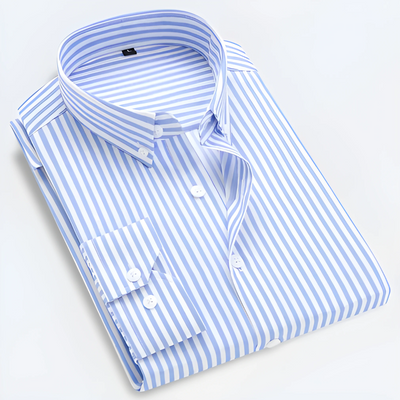 Classic Striped Long Sleeve Button-Down Shirt for Men