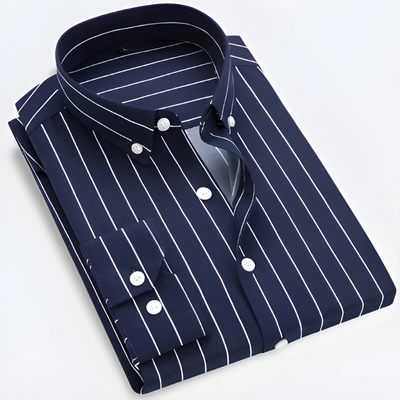 Classic Striped Long Sleeve Button-Down Shirt for Men