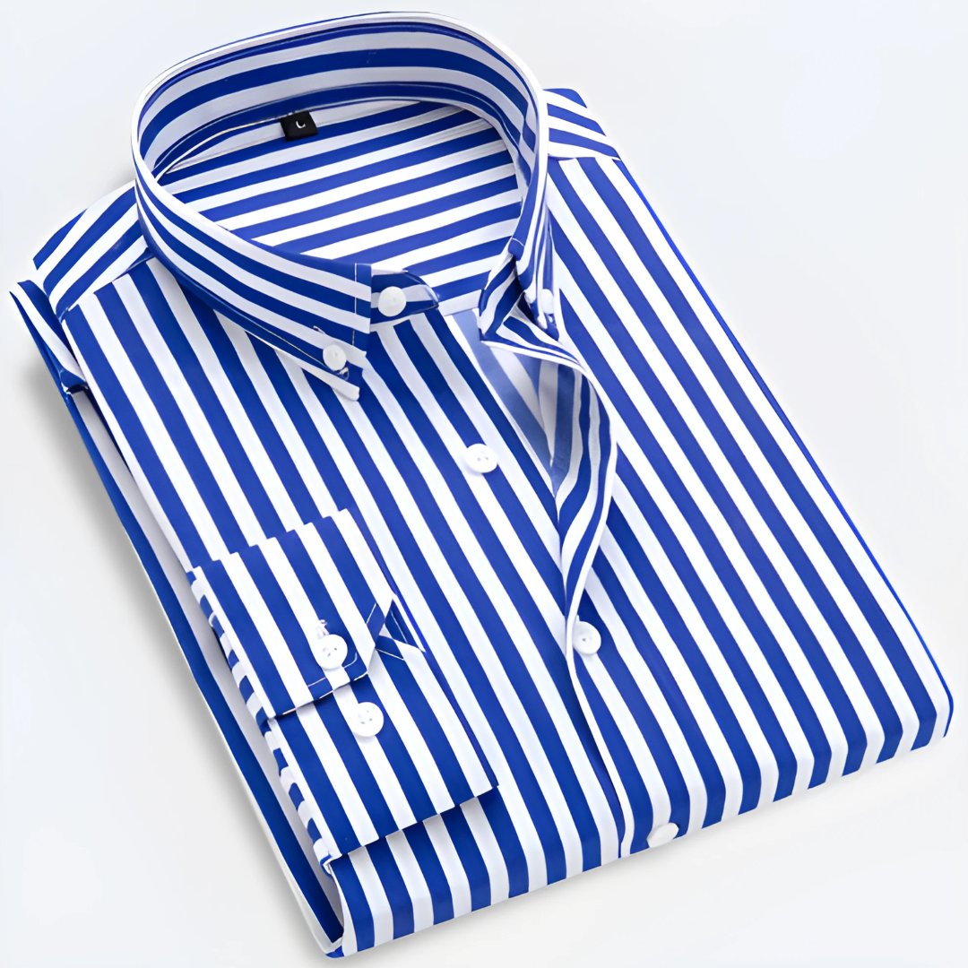 Classic Striped Long Sleeve Button-Down Shirt for Men