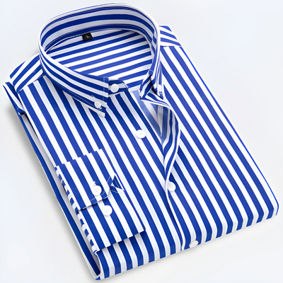 Classic Striped Long Sleeve Button-Down Shirt for Men