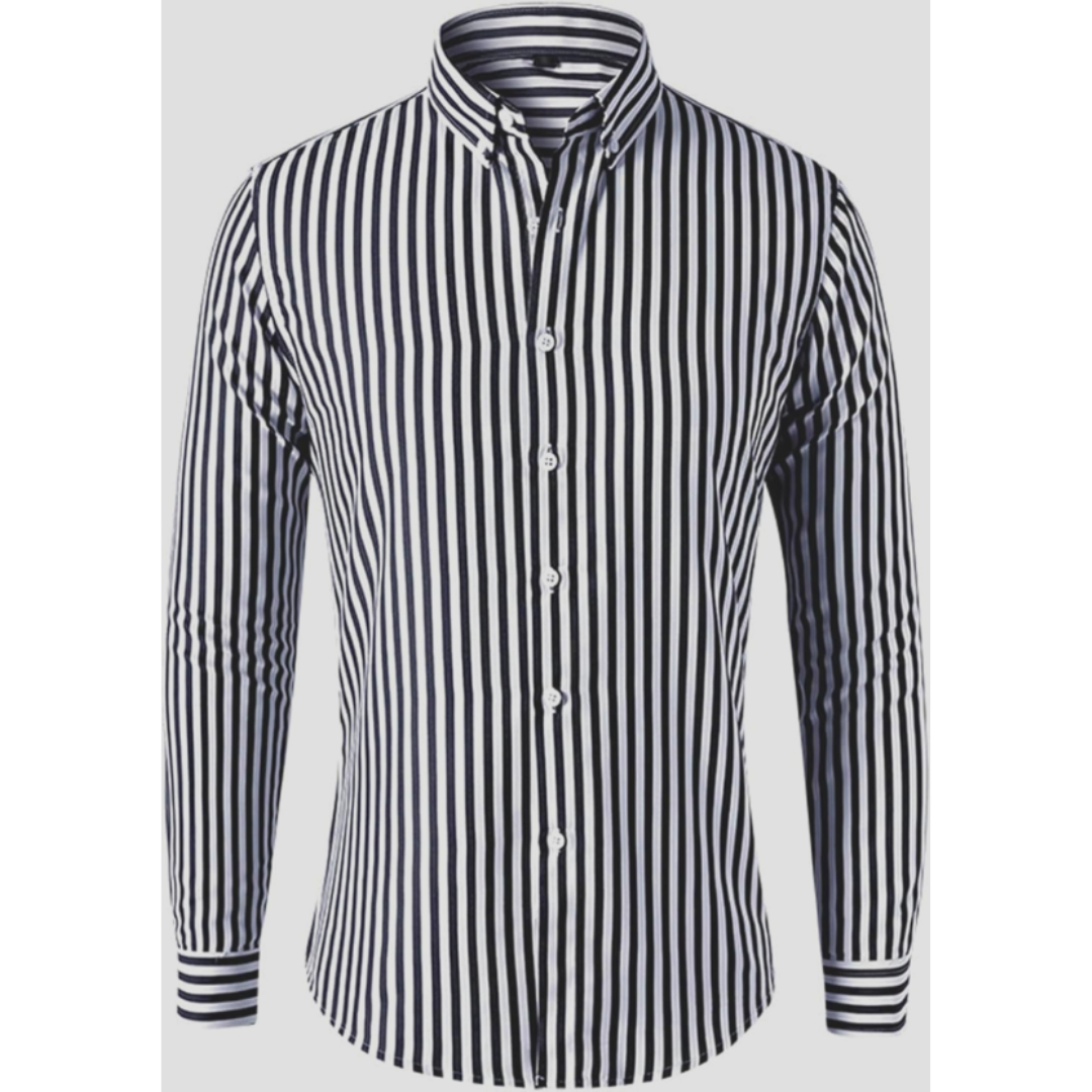 Classic Striped Long Sleeve Button-Down Shirt for Men