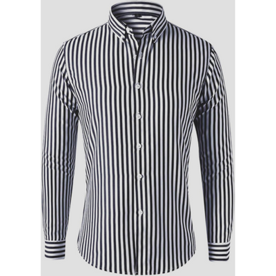 Classic Striped Long Sleeve Button-Down Shirt for Men