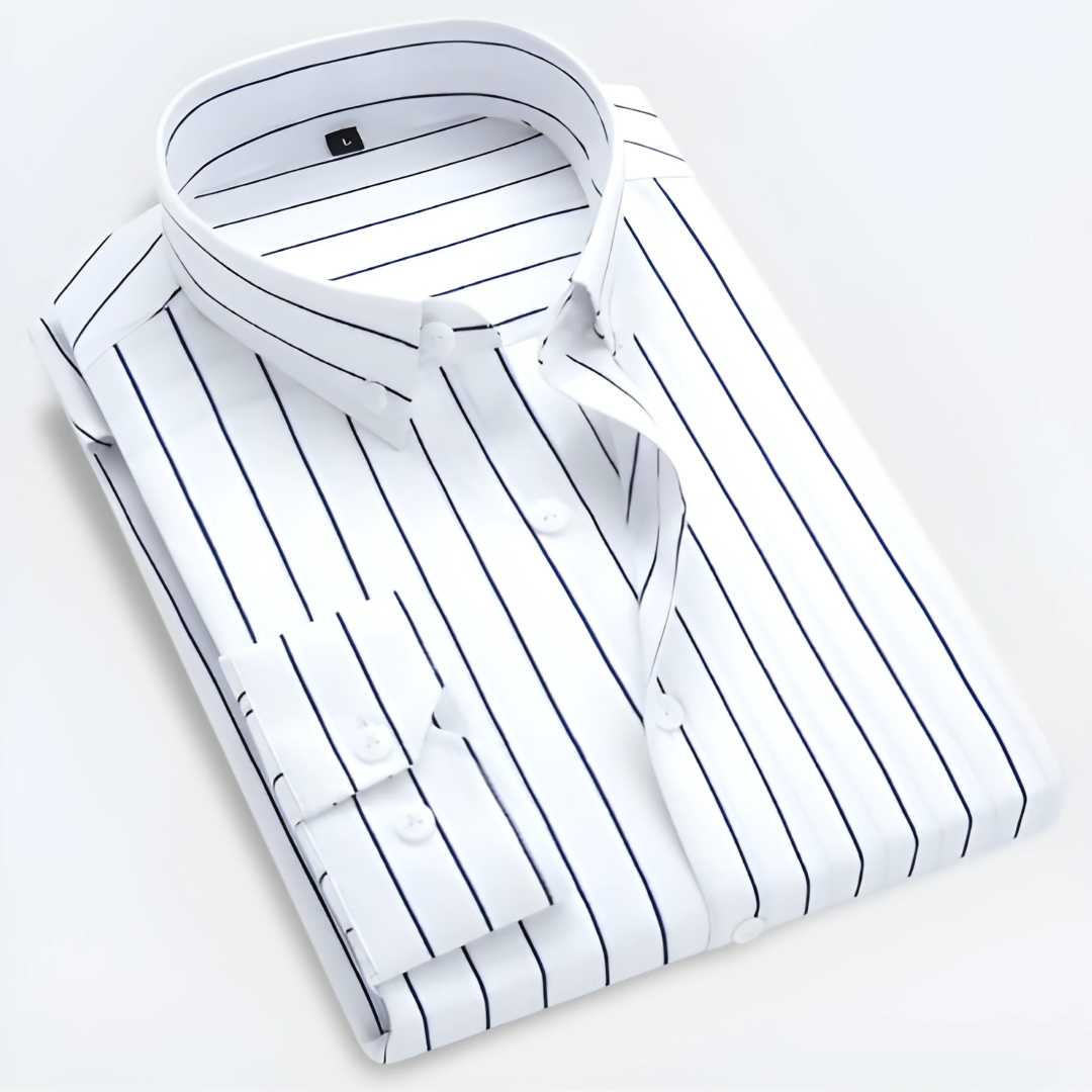 Classic Striped Long Sleeve Button-Down Shirt for Men