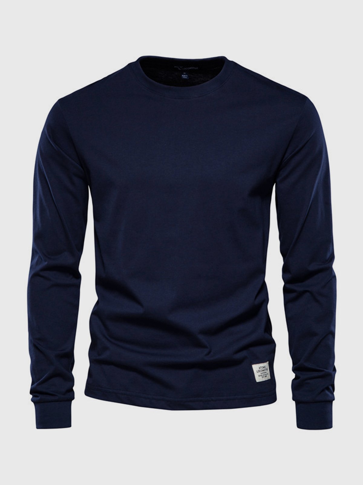 Men's Cotton Long Sleeve Shirt with Crew Neck