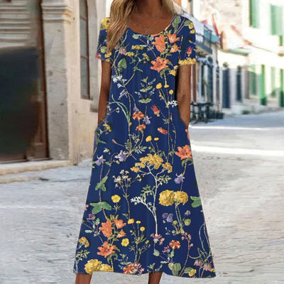 Elizabeth - Boho Floral Dress with Tummy Coverage