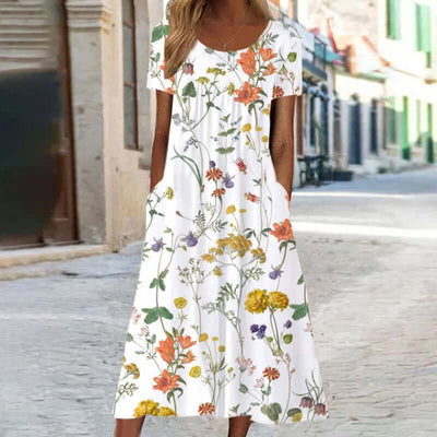 Elizabeth - Boho Floral Dress with Tummy Coverage