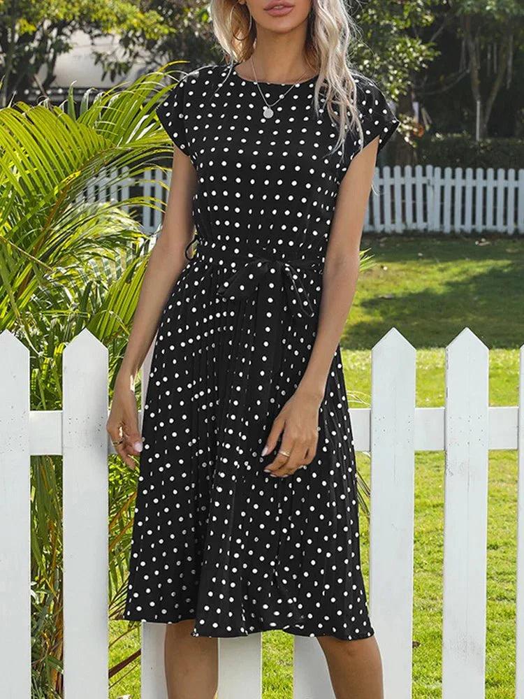 Genevieve - Classic Viscose Pleated Dress