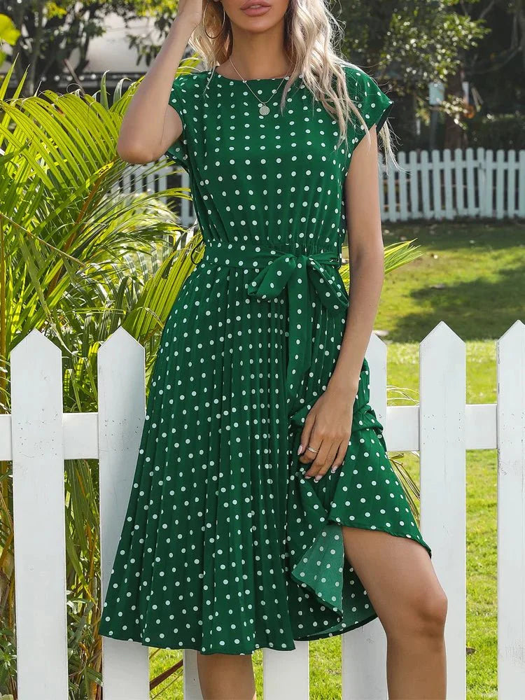 Genevieve - Classic Viscose Pleated Dress