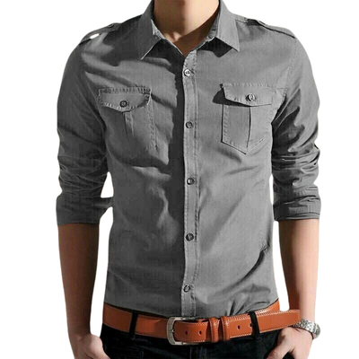 Men’s Long-Sleeve Shirt with Front Pockets