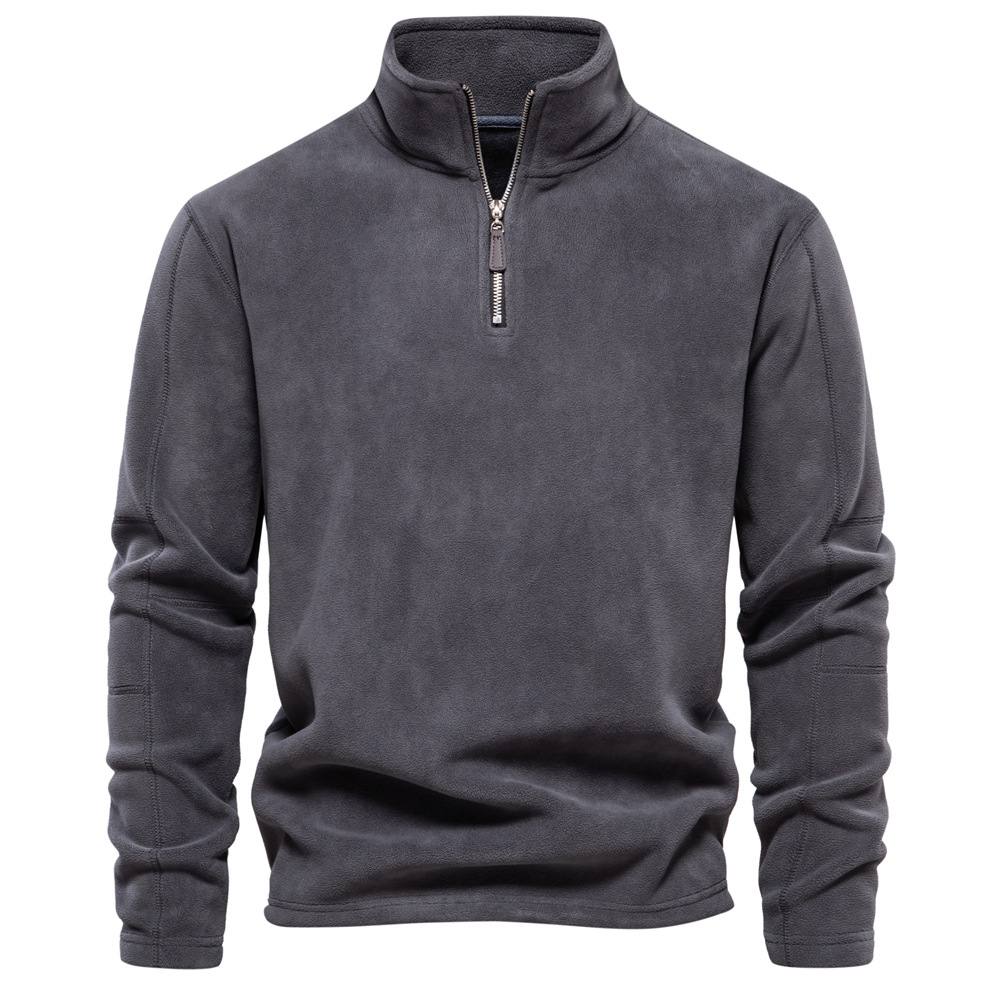 Half Zip Winter Fleece Stand Up Collar Sweater for Men