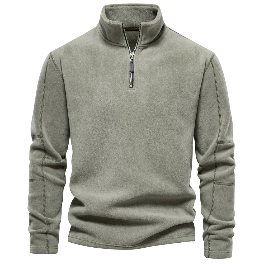 Half Zip Winter Fleece Stand Up Collar Sweater for Men