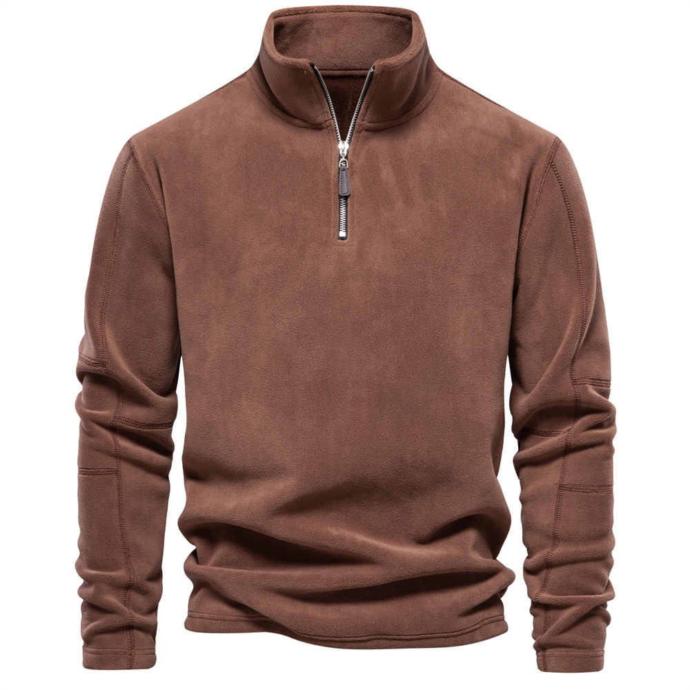 Half Zip Winter Fleece Stand Up Collar Sweater for Men
